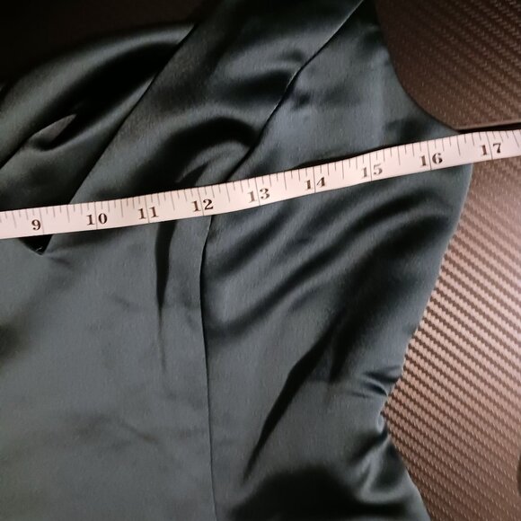 NEW‎ After Six Draped Cowl-Back Princess Line Dress Front Slit Evergreen Size 2 - Picture 12 of 14